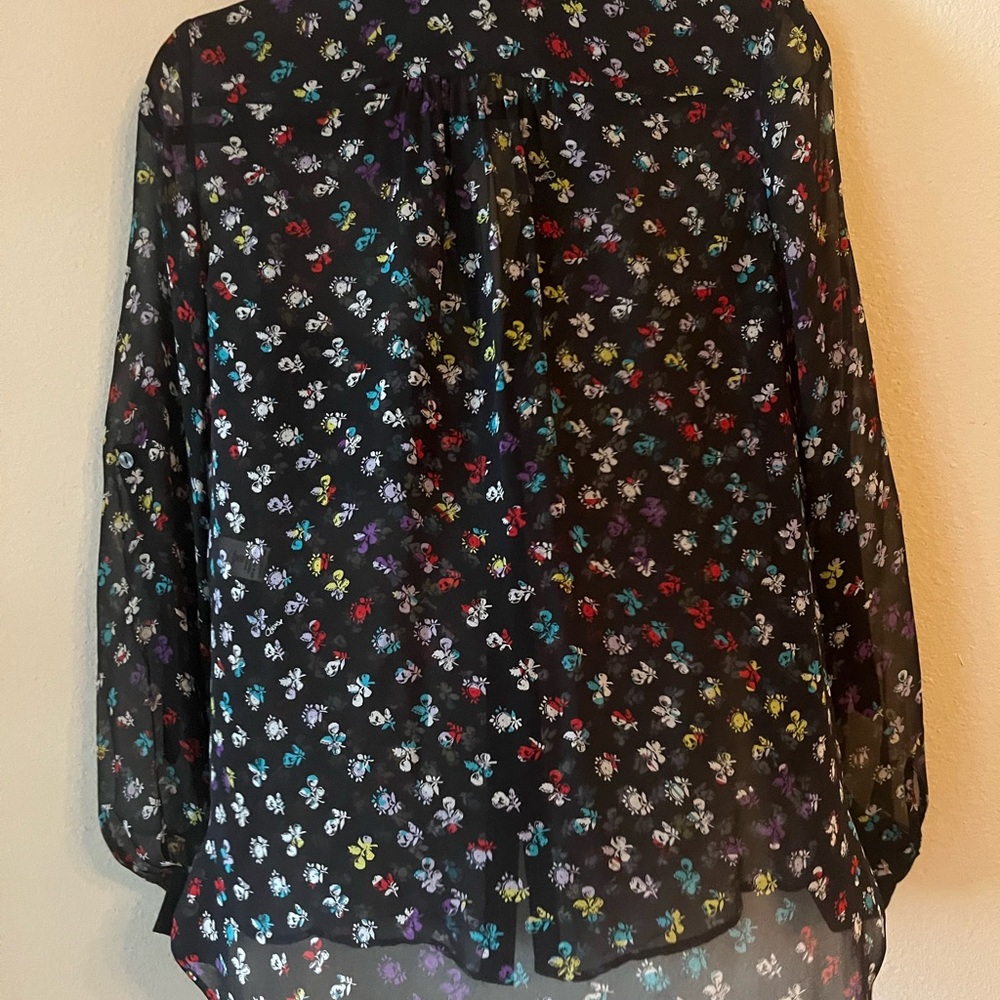 DVF butterfly black silk sheer blouse - Picture 2 of 3